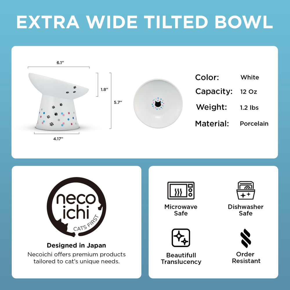 Necoichi bowl with non-slip silicone ring prevents spills during meals.