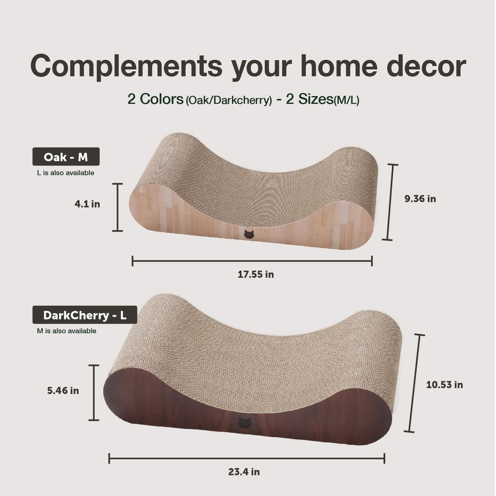 Necoichi cardboard cat scratcher bed horizontal layout supports comfy naps.