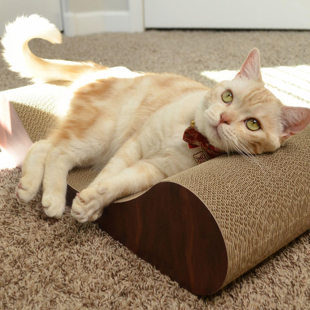 Necoichi Cardboard Cat Scratcher Bed reversible usage for flexible setup.