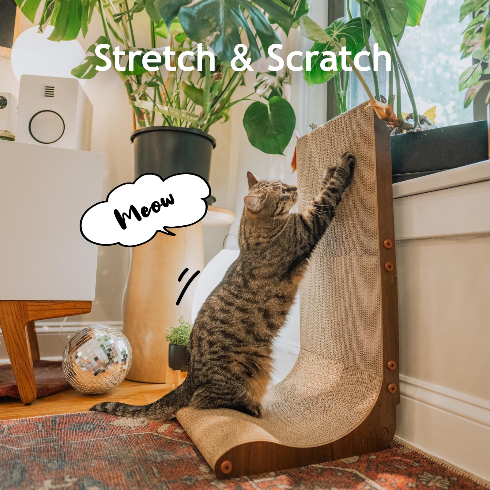 Necoichi eco-friendly cardboard with oak rails for safe scratching
