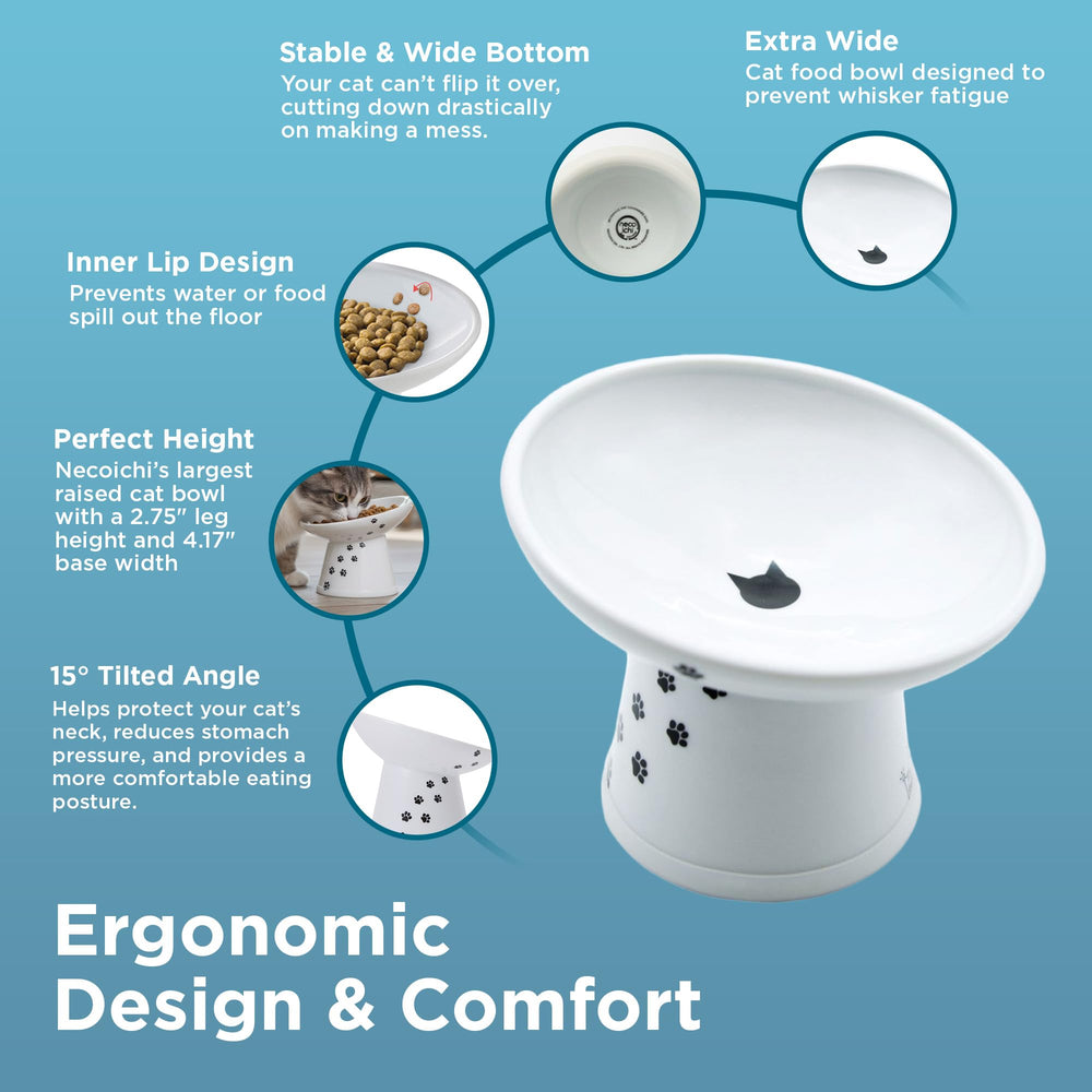 Necoichi 5.3-inch height offers a comfortable mealtime posture