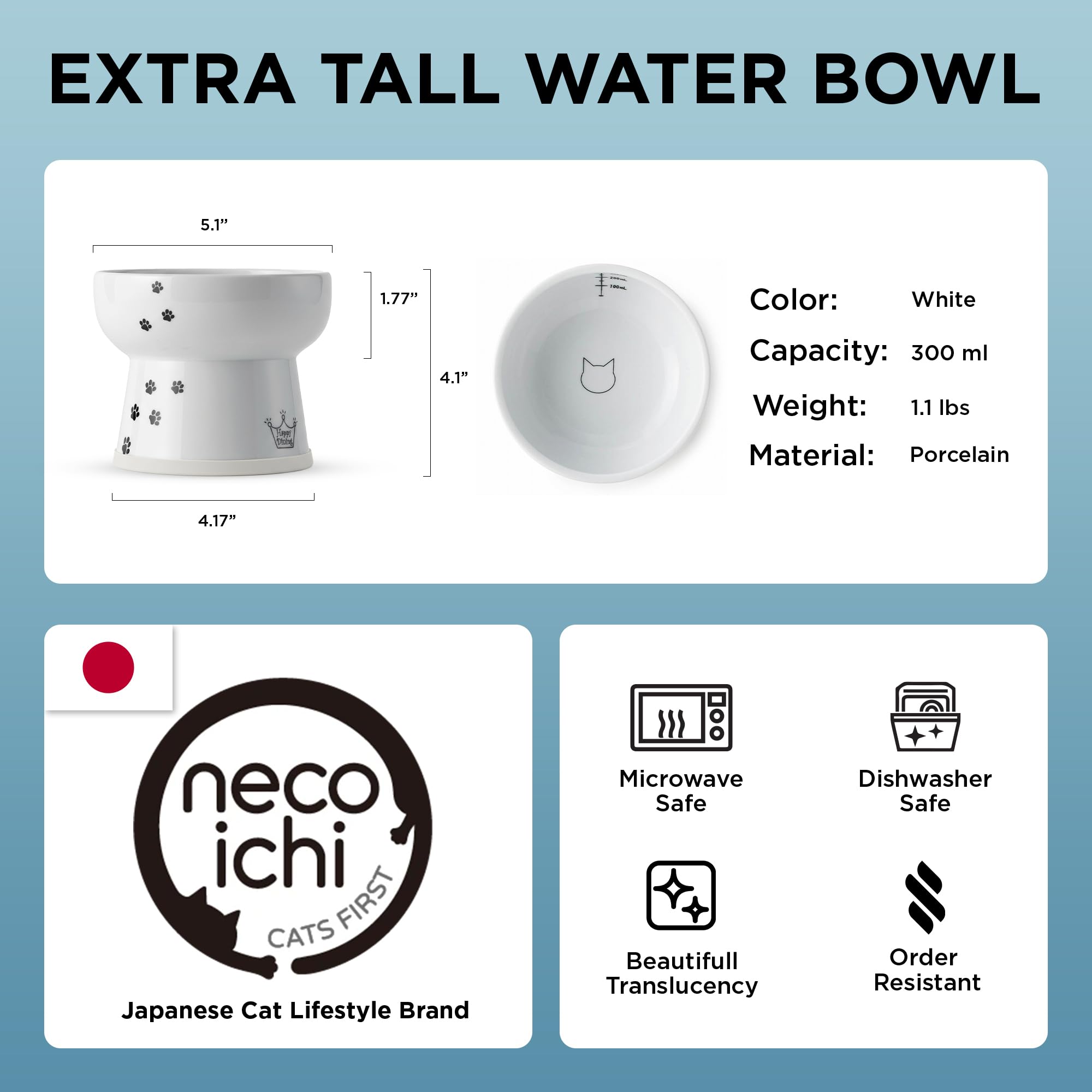 NECOICHI porcelain bowl is microwave and dishwasher safe for easy cleaning.