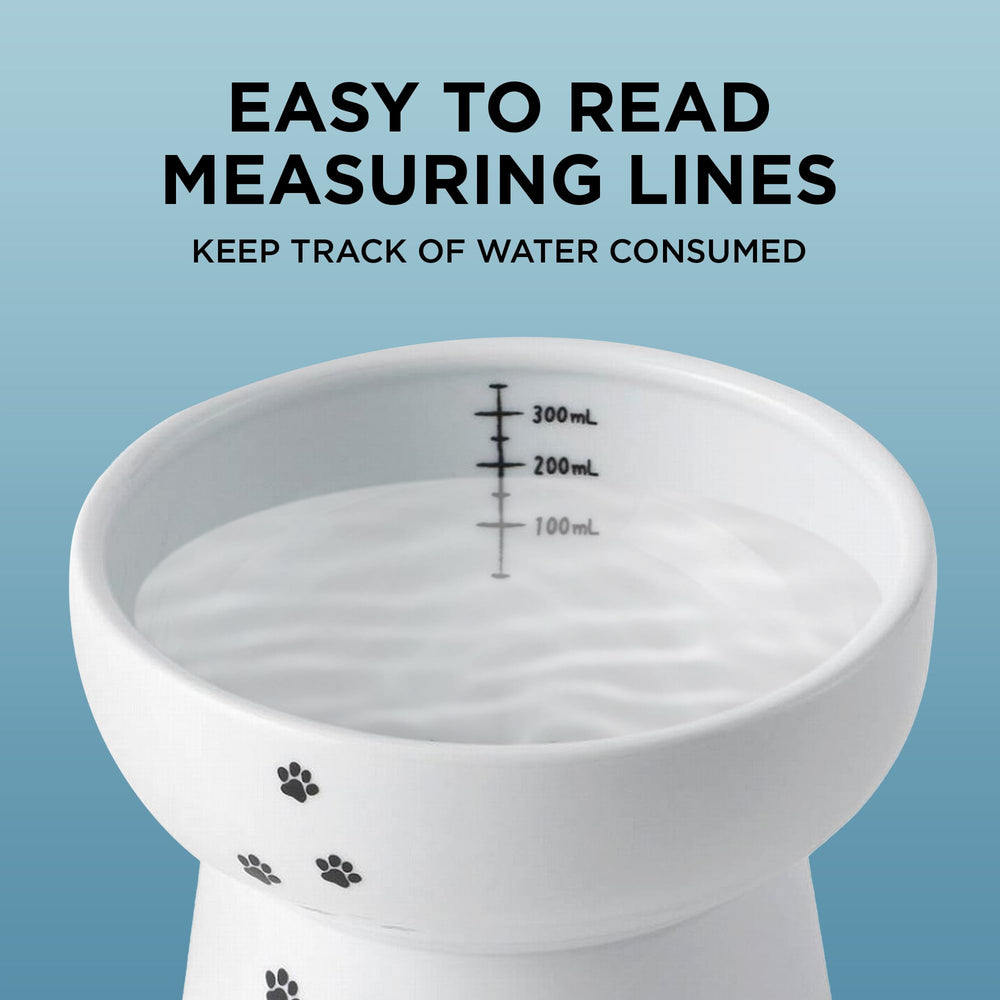 NECOICHI cat water bowl with measurement lines helps monitor hydration easily.