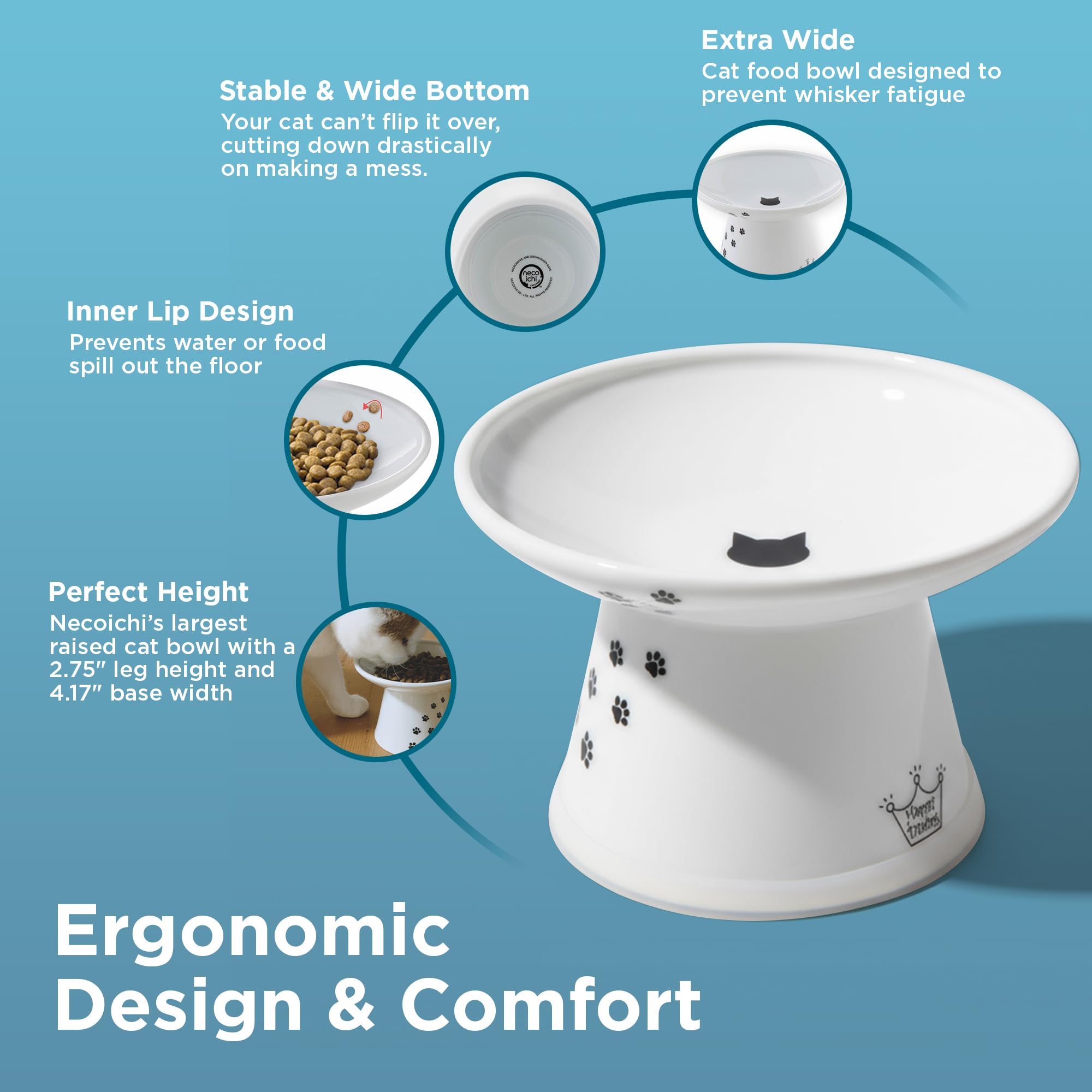 Necoichi porcelain bowl is dishwasher and microwave safe.