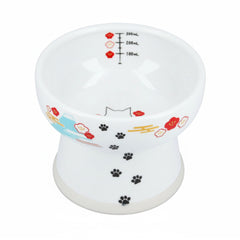 Necoichi elevated ceramic cat water bowl showcases ceramic material for easy cleaning and daily use.