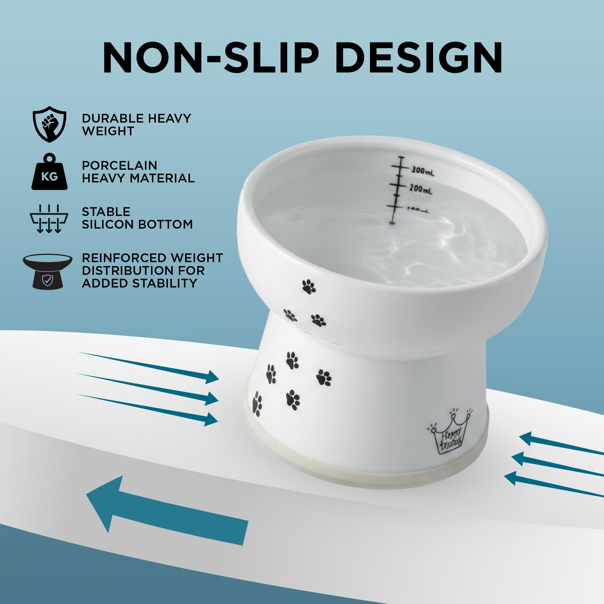 NECOICHI elevated bowl suitable for flat-faced or senior cats.