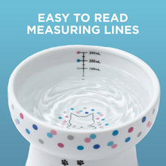 Necoichi elevated cat water bowl side view—extra height for comfortable hydration.