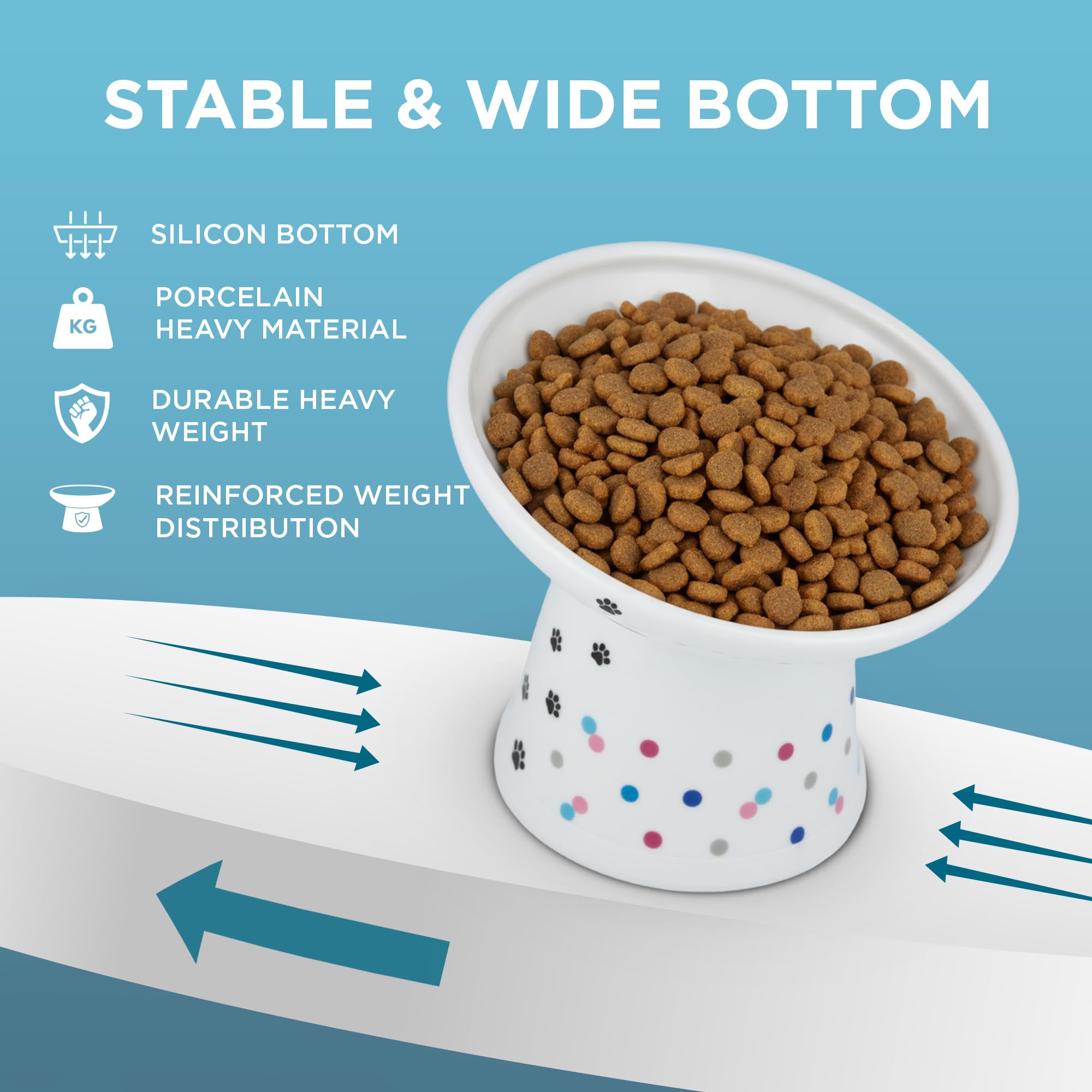 Large-capacity Necoichi bowl holds dry or wet foods with room to spare.