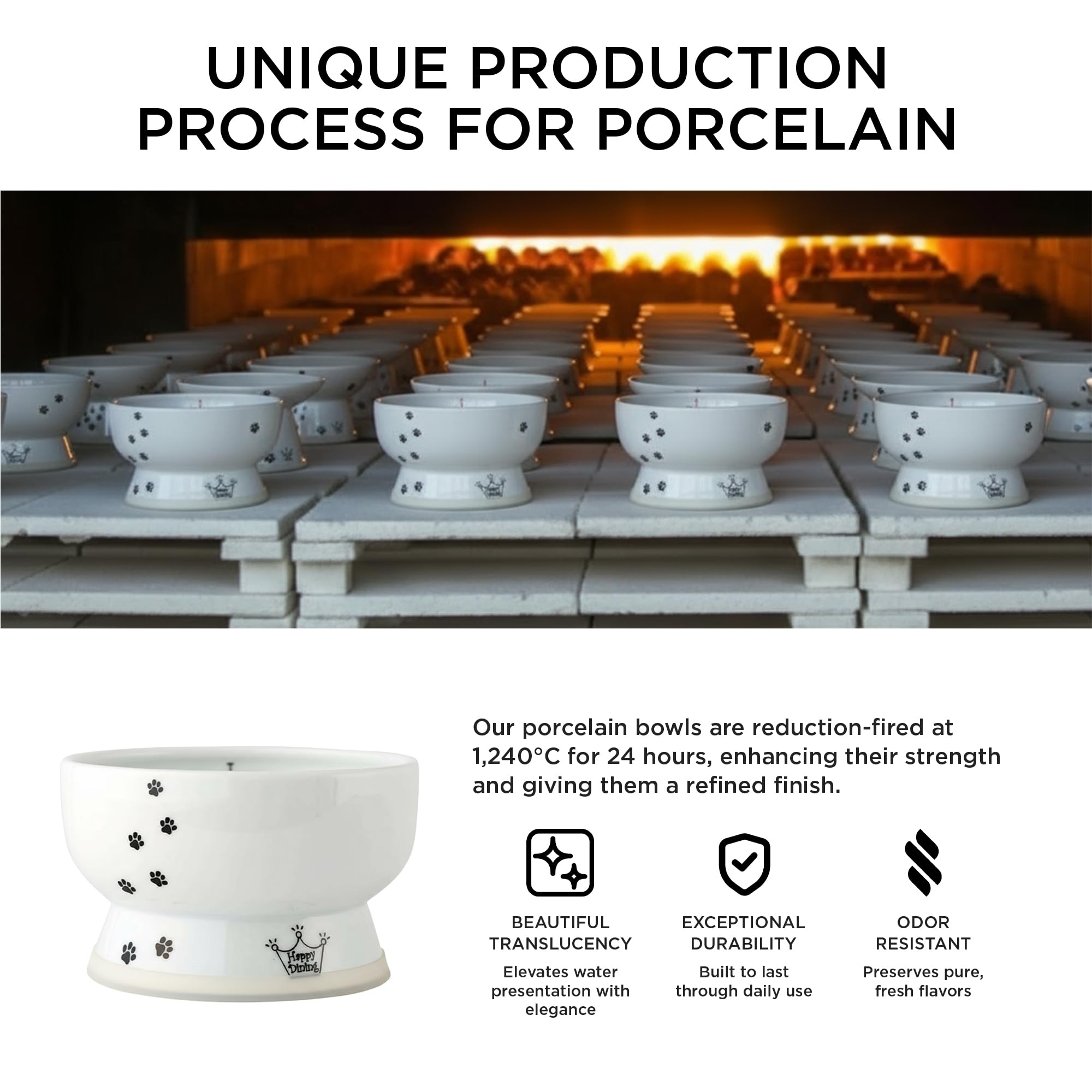 Necoichi porcelain is microwave and dishwasher-safe for easy cleaning.