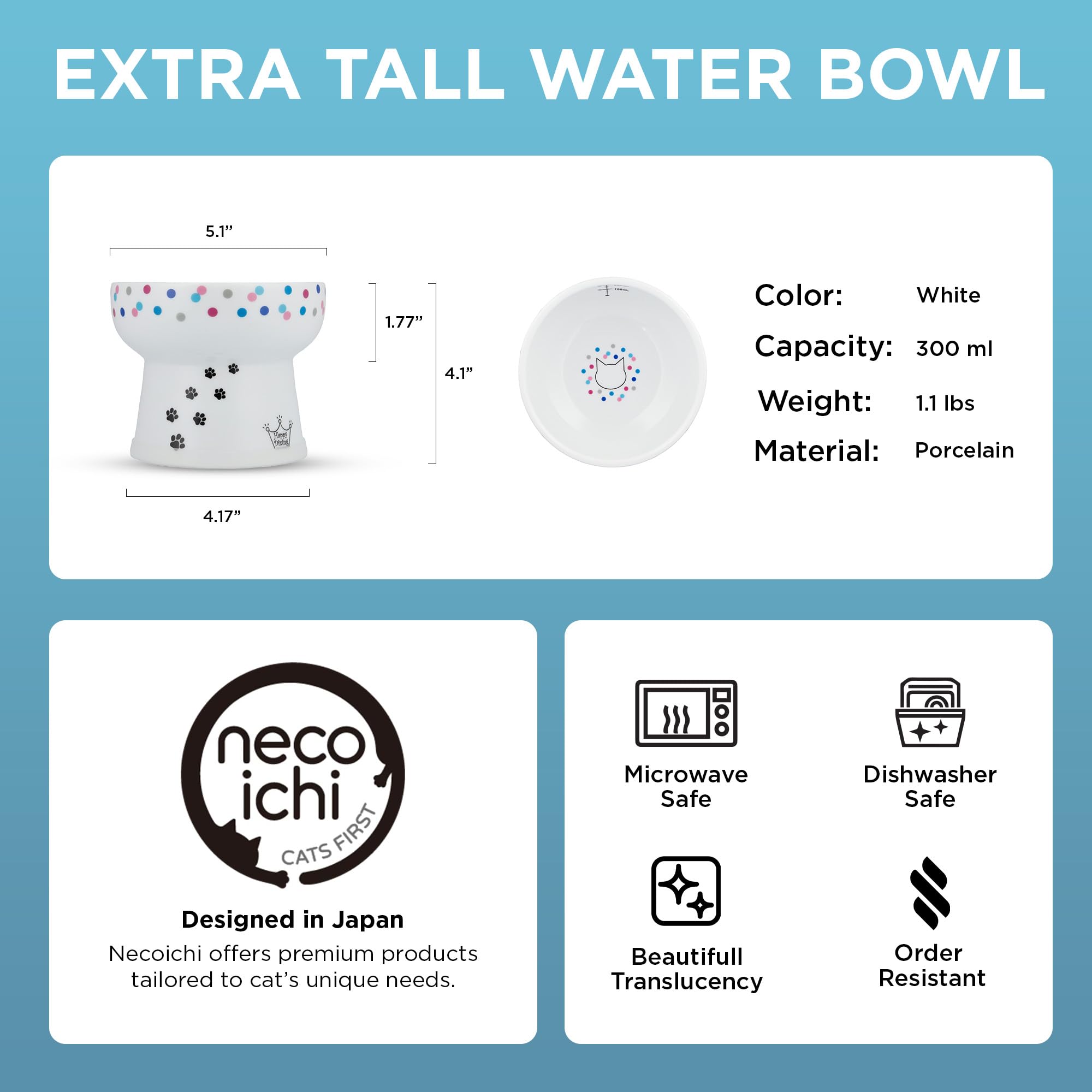 Necoichi porcelain close-up—durable, lead-free material for safe use.