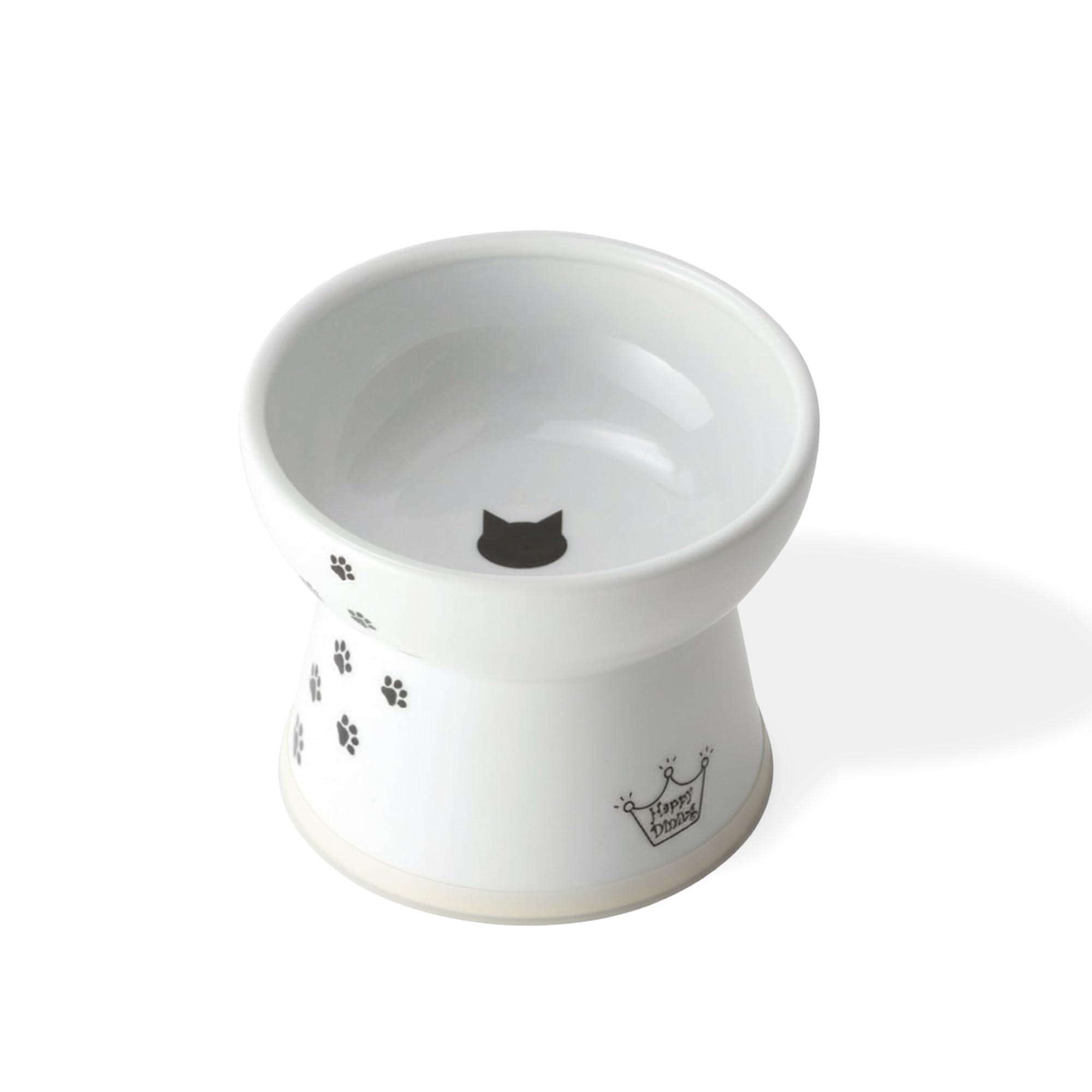 Necoichi raised ceramic bowl with elevated design reduces whisker contact during meals.