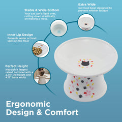 Necoichi raised bowl non-slip ring keeps bowl steady while eating