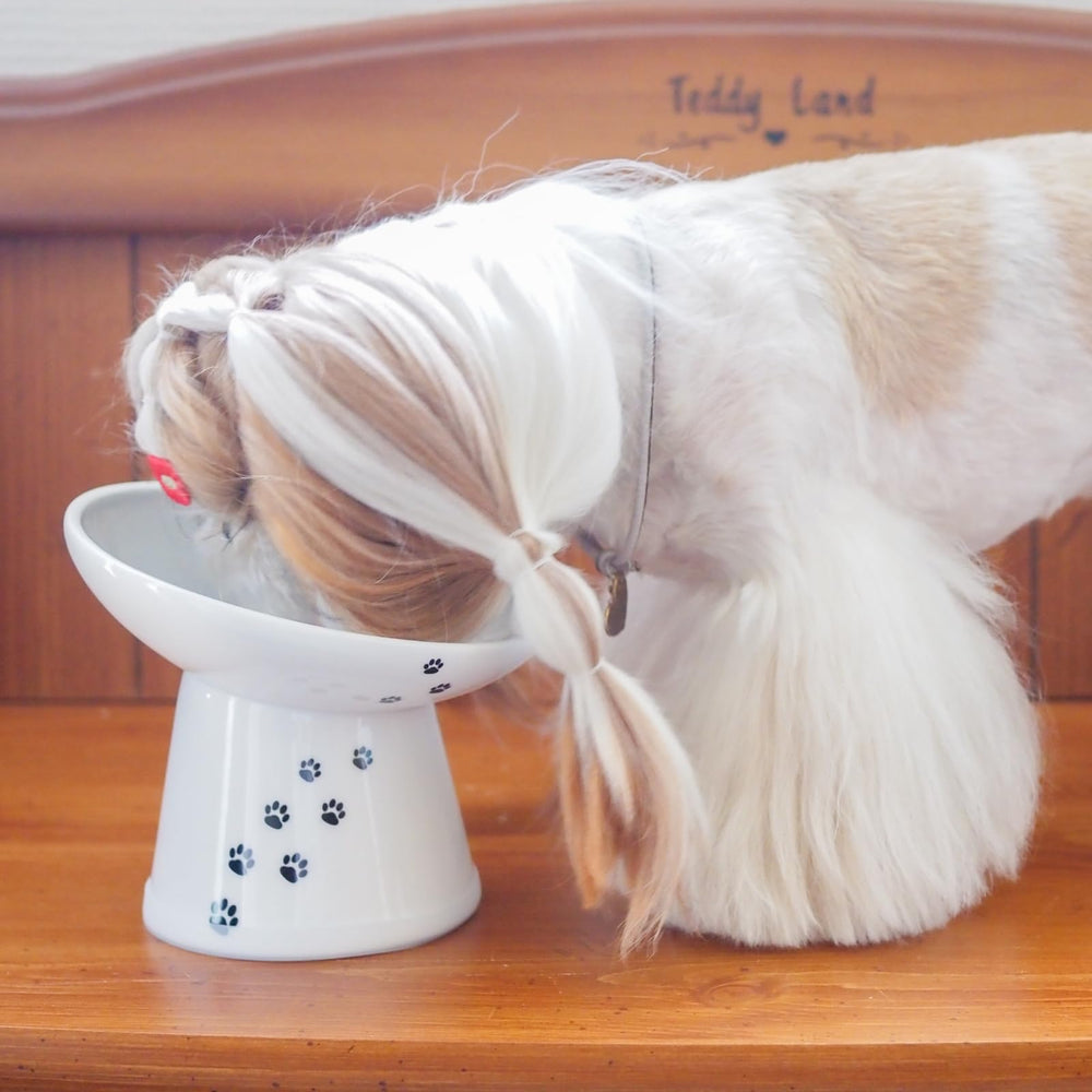 Necoichi large capacity tilted bowl accommodates bigger pets and multi pet homes.