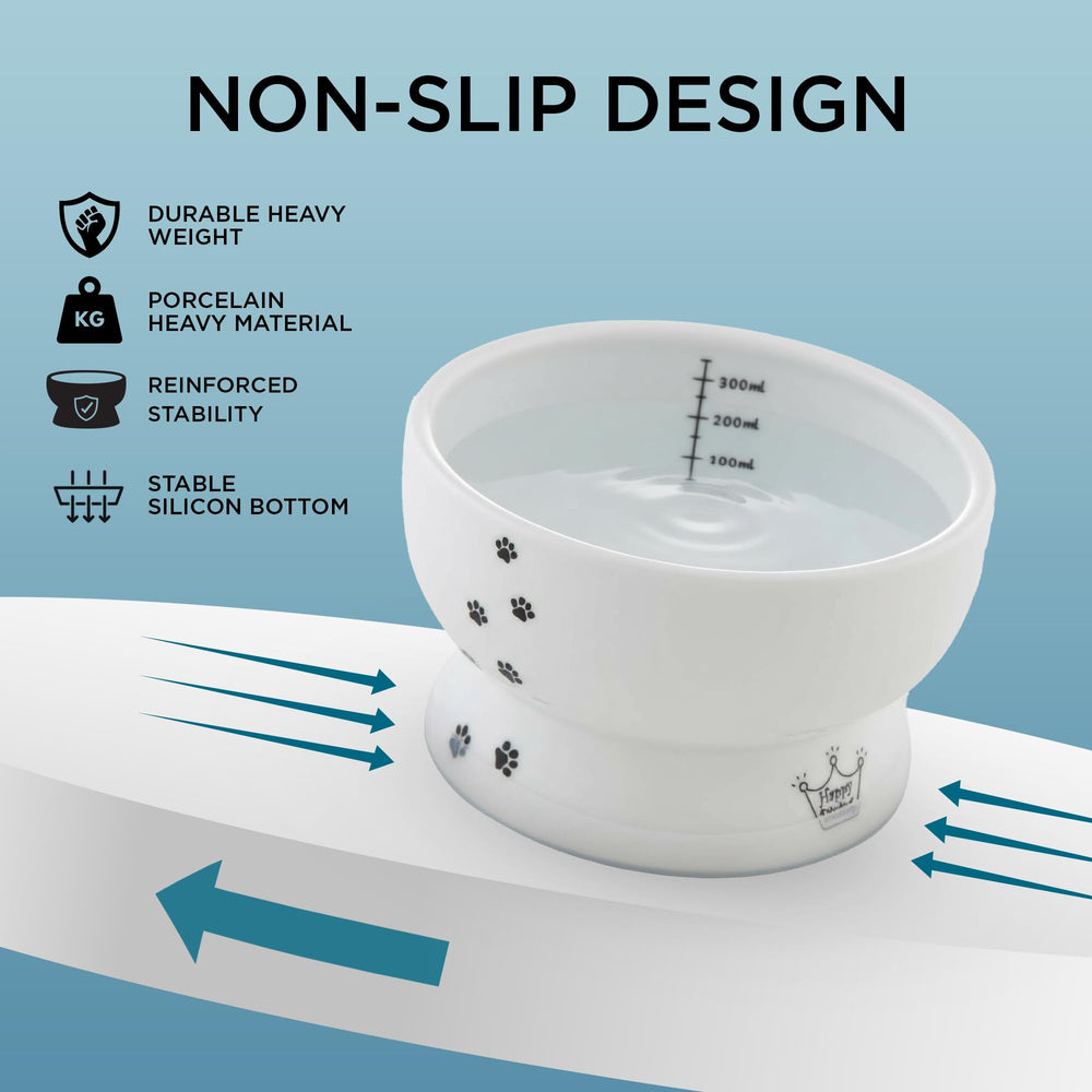 Necoichi inner curved lip minimizes spills for active cats.