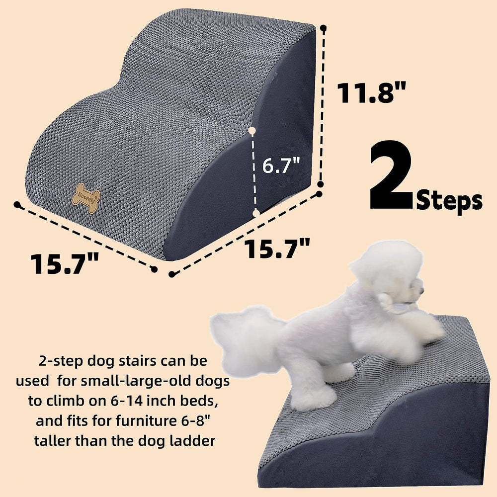 Necrely dog stairs 2-step close-up shows soft cotton-linen surface.