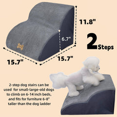 Necrely dog stairs 2-step close-up shows soft cotton-linen surface.