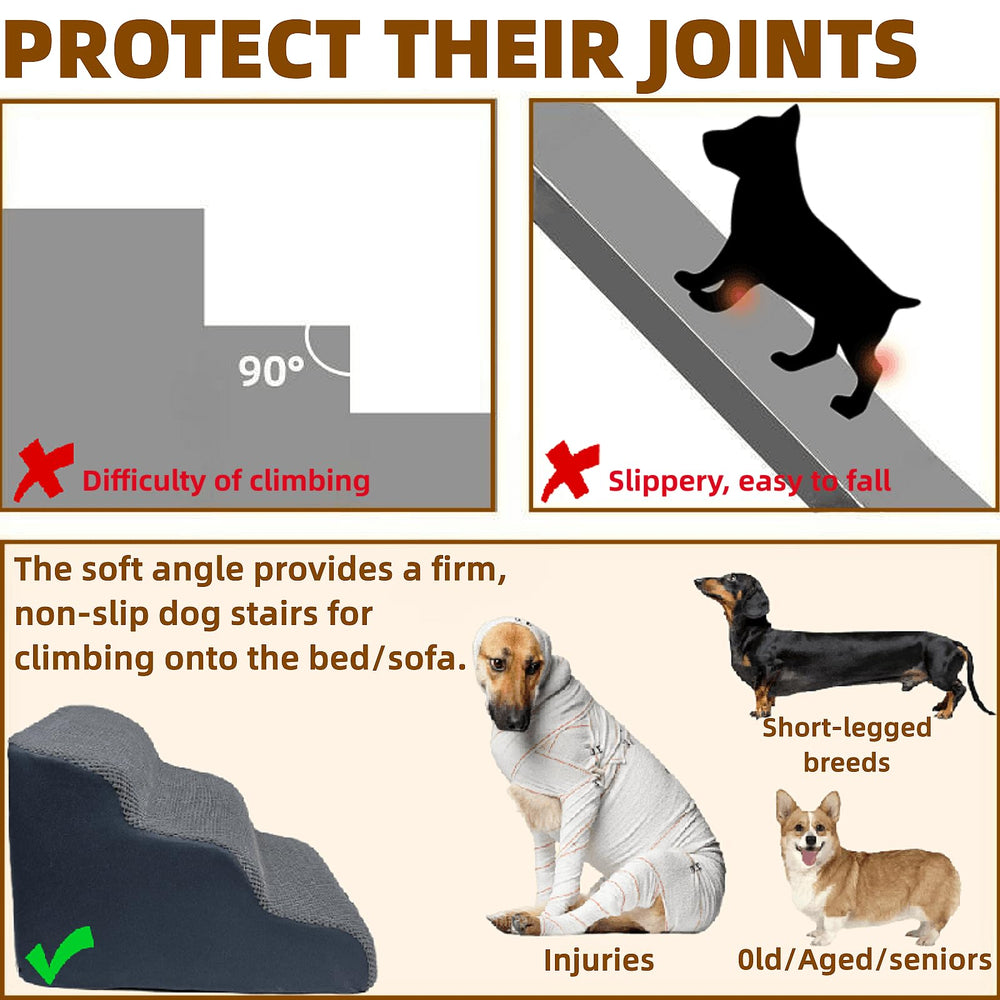 Curved 35-degree design reduces jumping height and joint stress for pets.