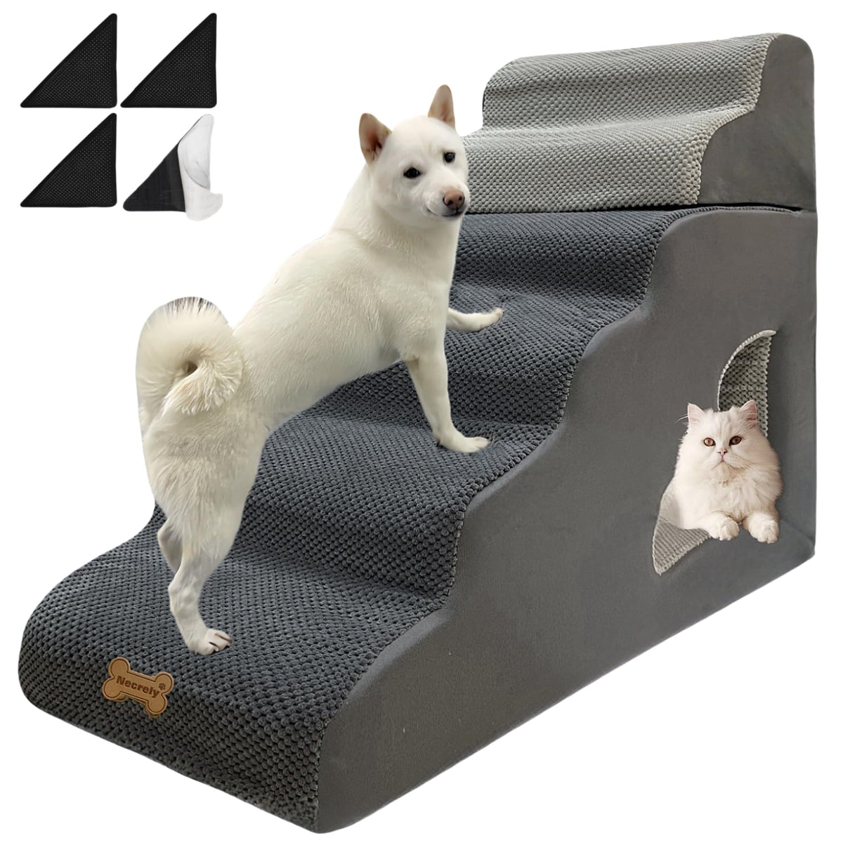 Necrely dog stairs 6-step 30-inch design for safe access to high beds