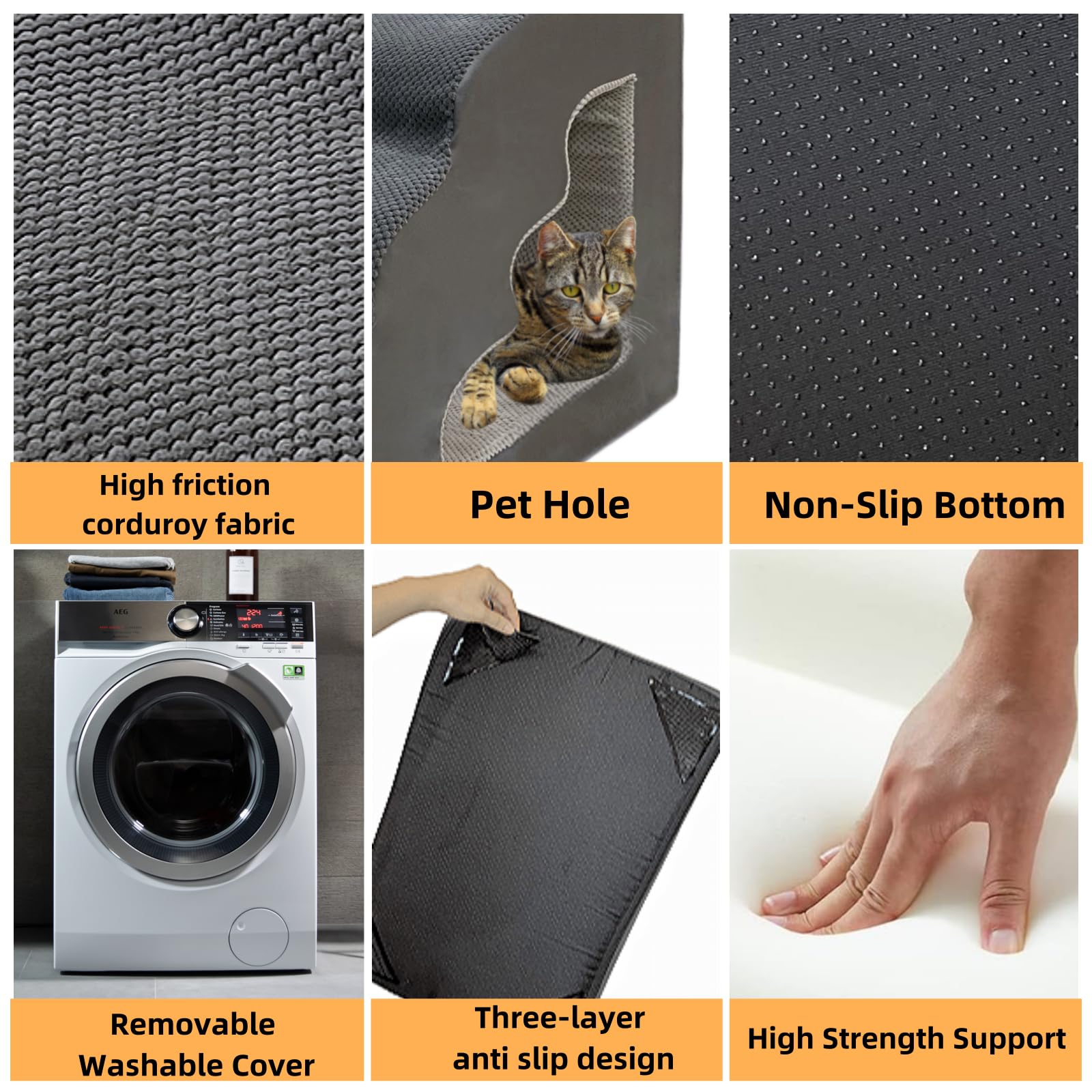 Necrely anti-slip bottom and clips stabilize stairs on furniture