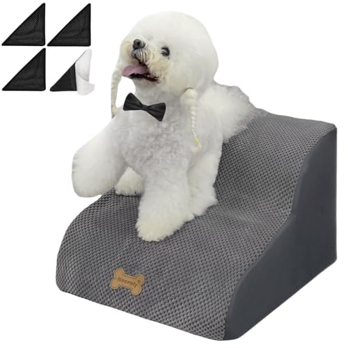 Necrely dog stairs for high beds with non-slip top for safe climbing.
