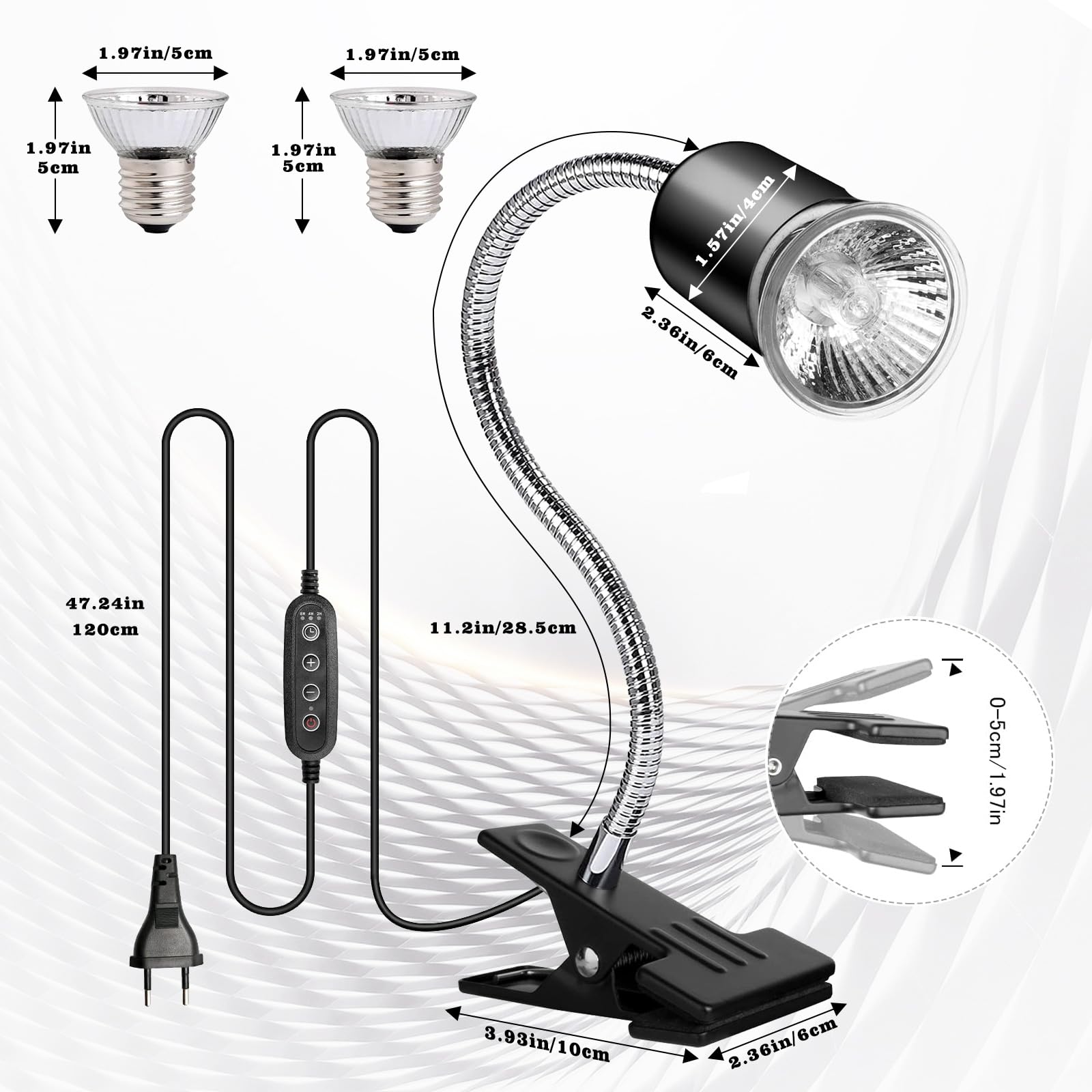 Neeenn Hermit Crab Heat Lamp provides broad coverage for reptiles and plants.