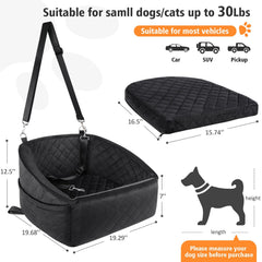 NEEZUKAR dog car seat back view highlights sturdy frame and universal vehicle fit.