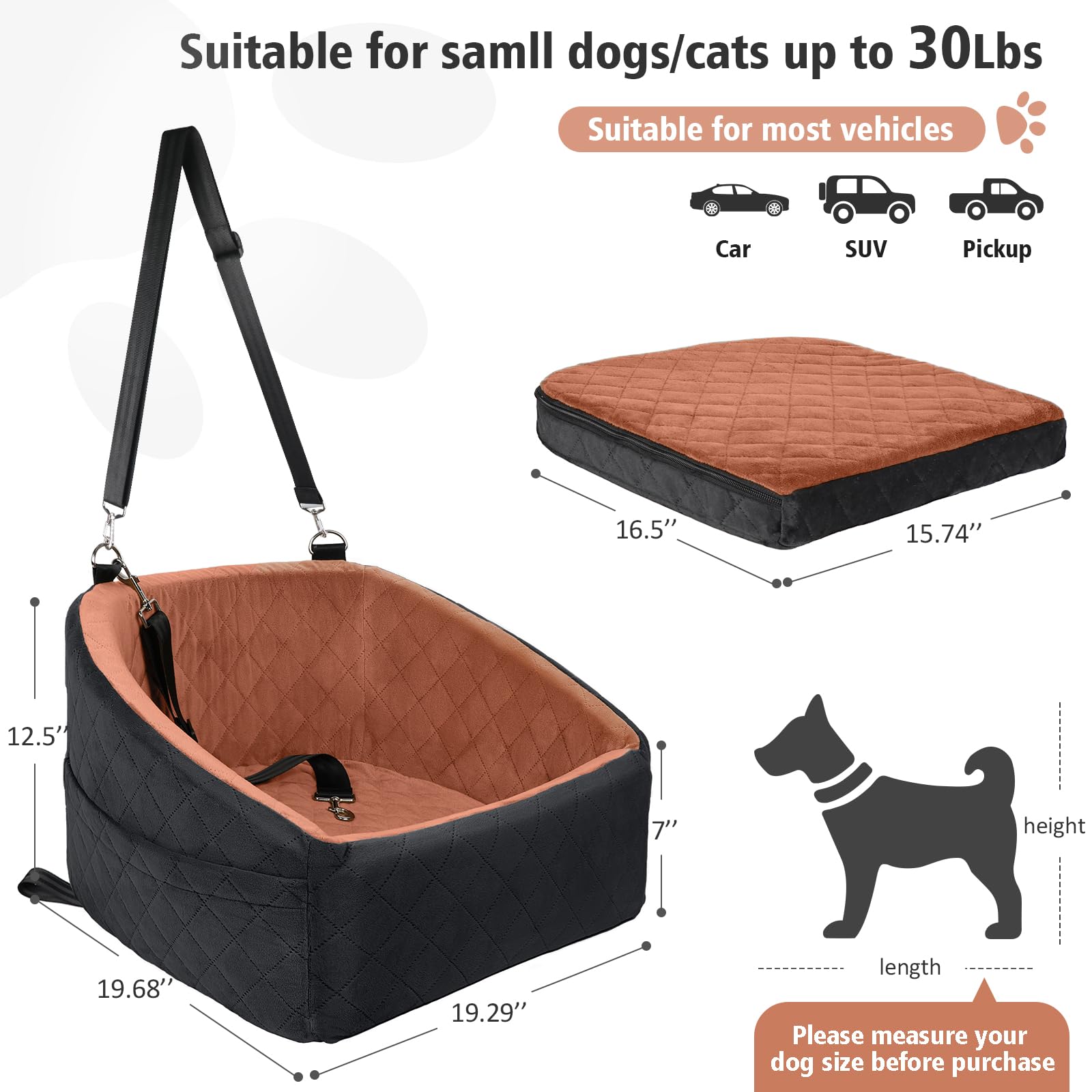 NEEZUKAR dog car seat installed in front seat for easy monitoring