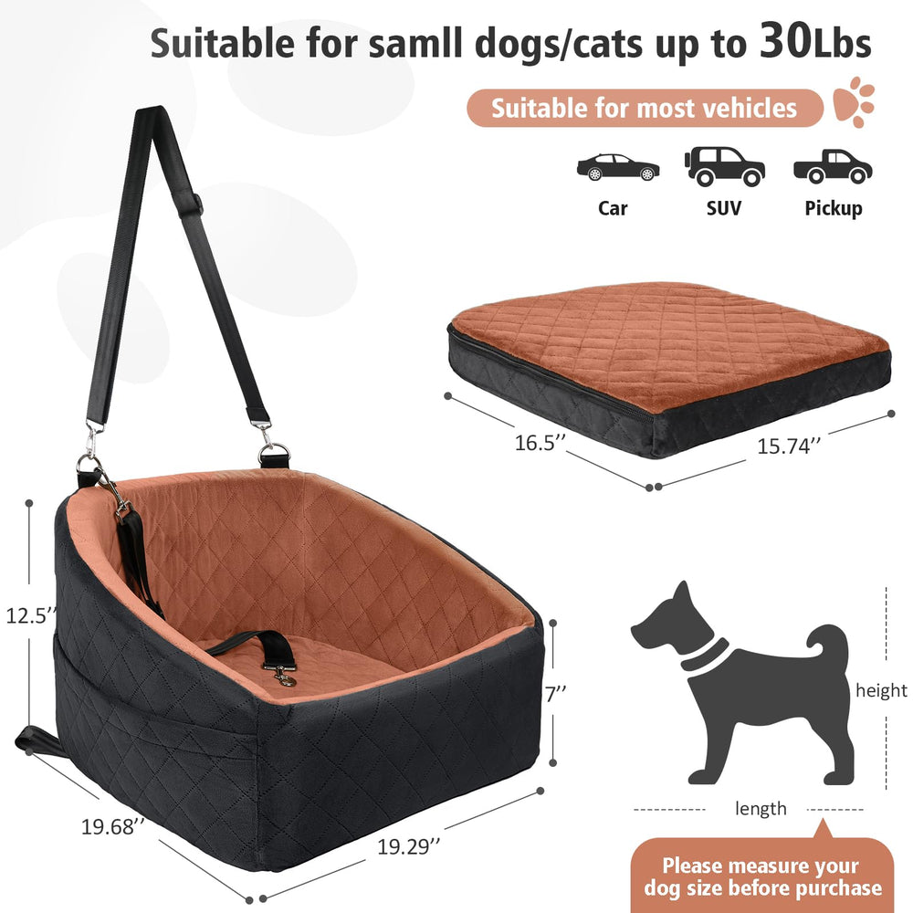 NEEZUKAR dog car seat installed in front seat for easy monitoring
