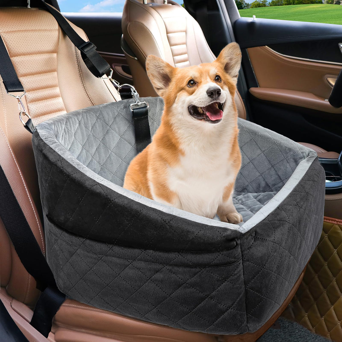 NEEZUKAR dog car seat front view with secure booster for small dogs