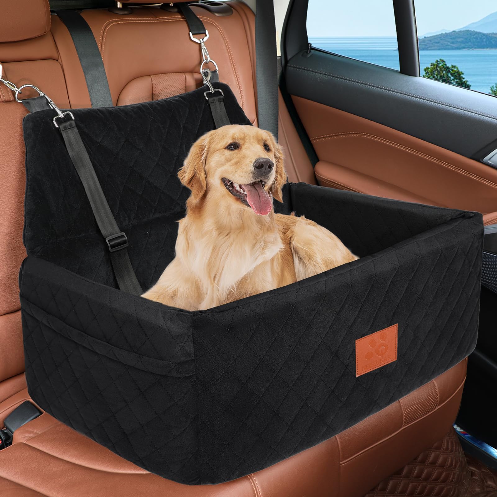 NEEZUKAR large dog car seat for big breeds during car rides