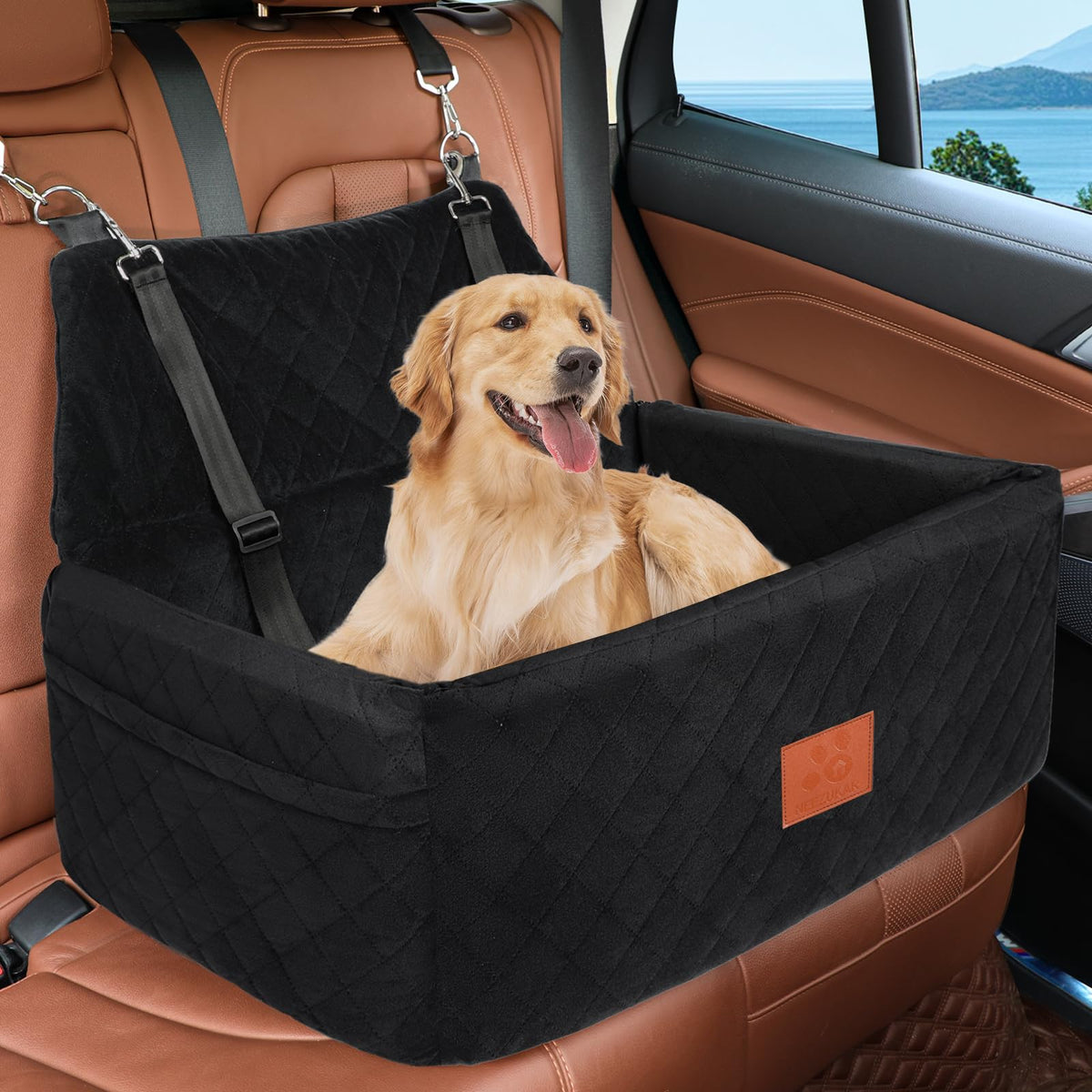 NEEZUKAR large dog car seat for big breeds during car rides