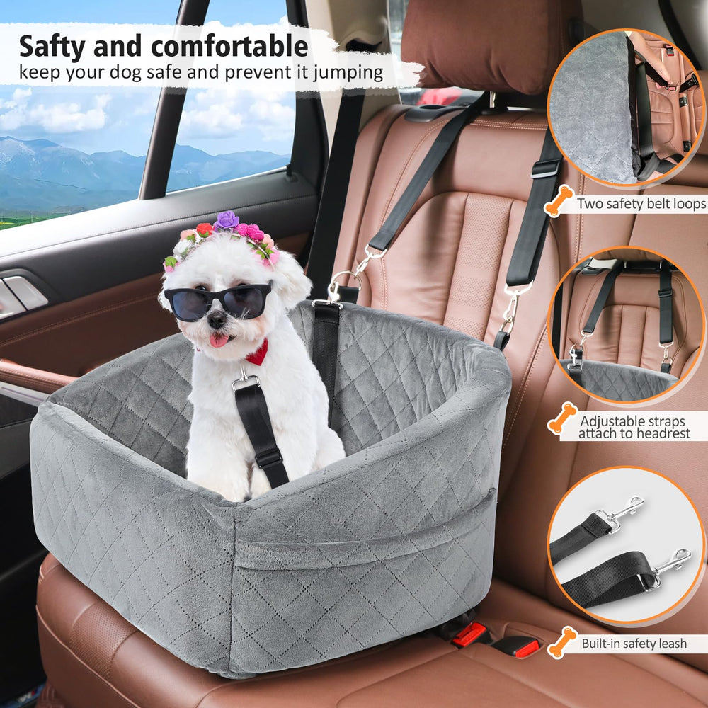NEEZUKAR dog car seat plush cover close-up for a comfy ride