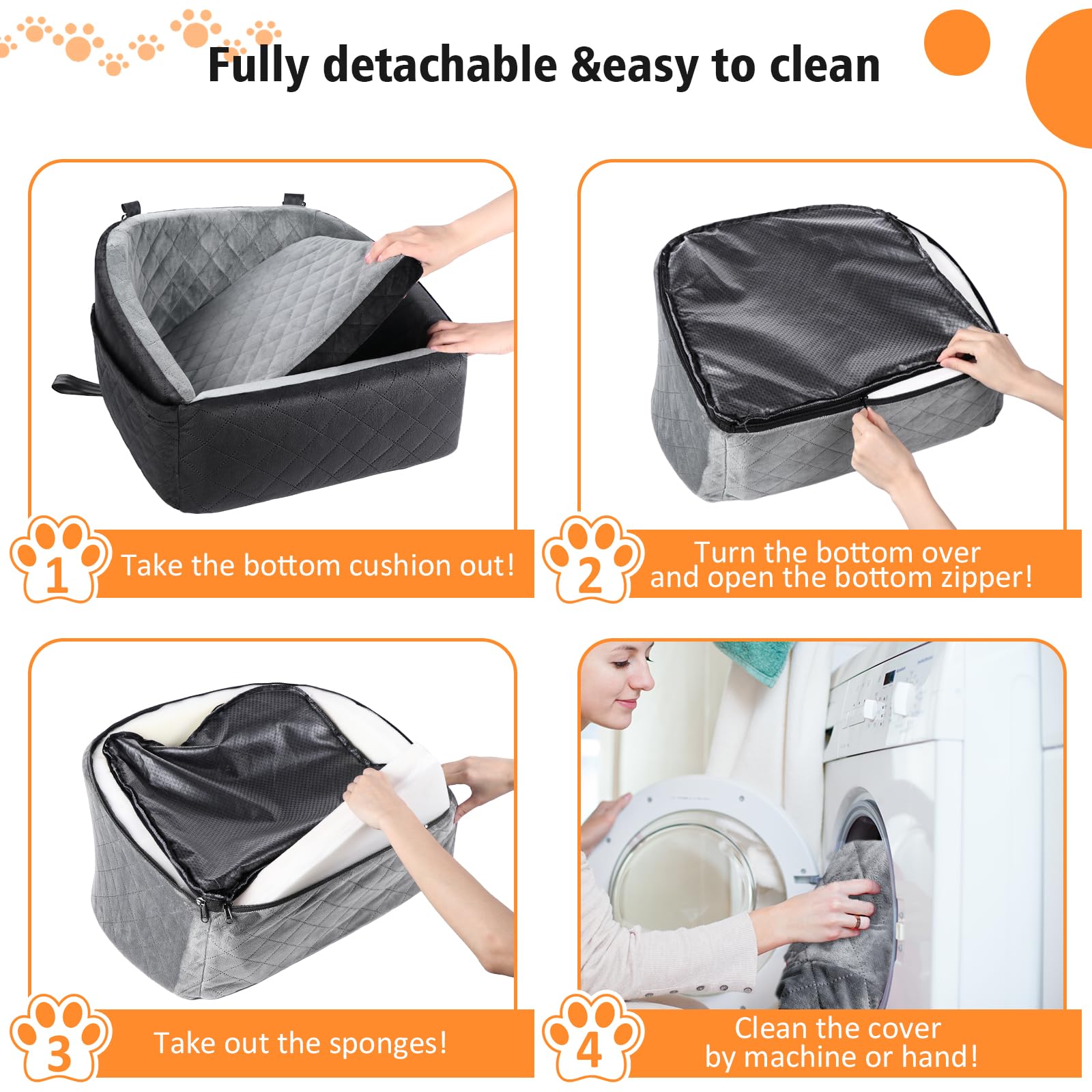 NEEZUKAR dog car seat removable washable cover for easy cleaning