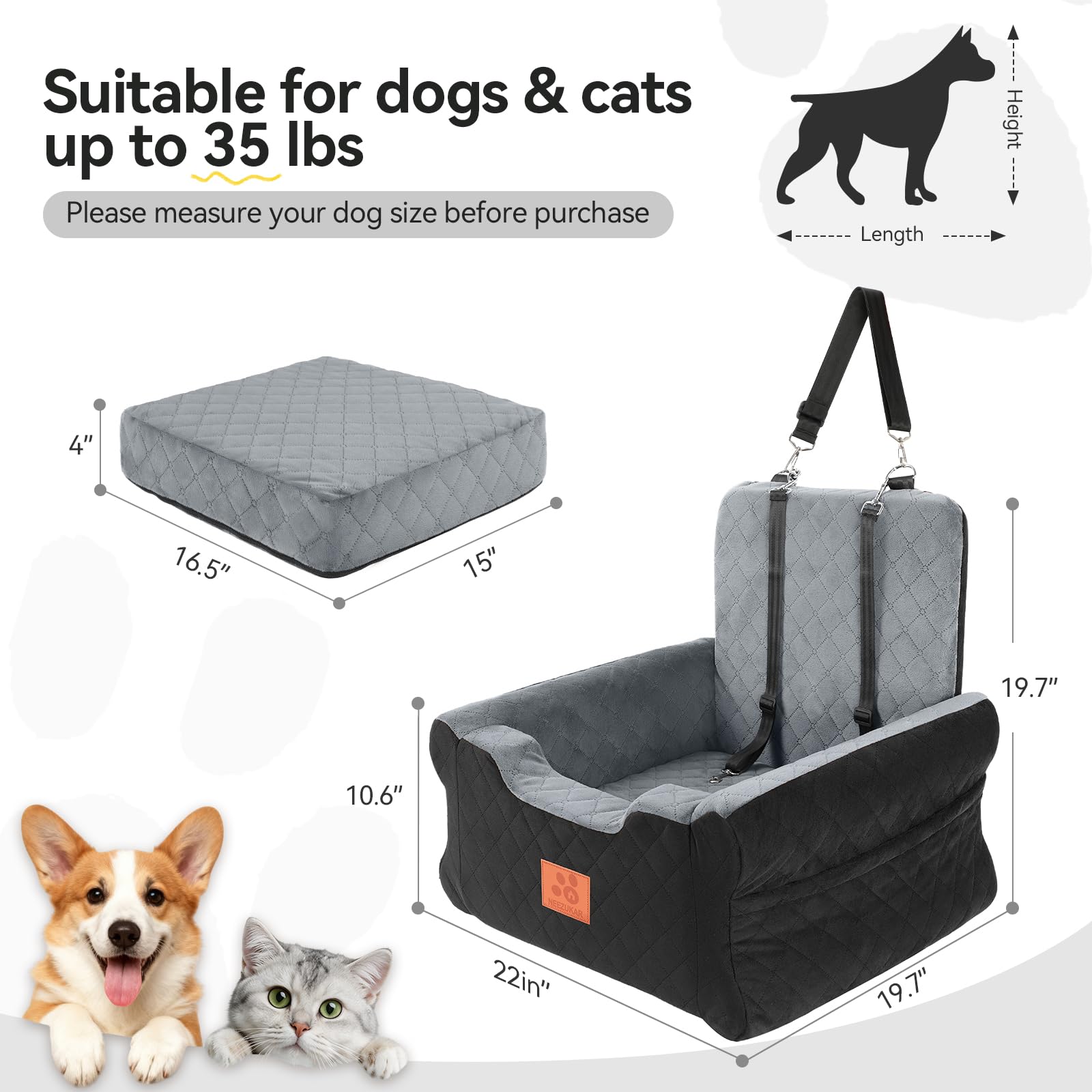 NEEZUKAR booster seat with adjustable safety strap secures harness