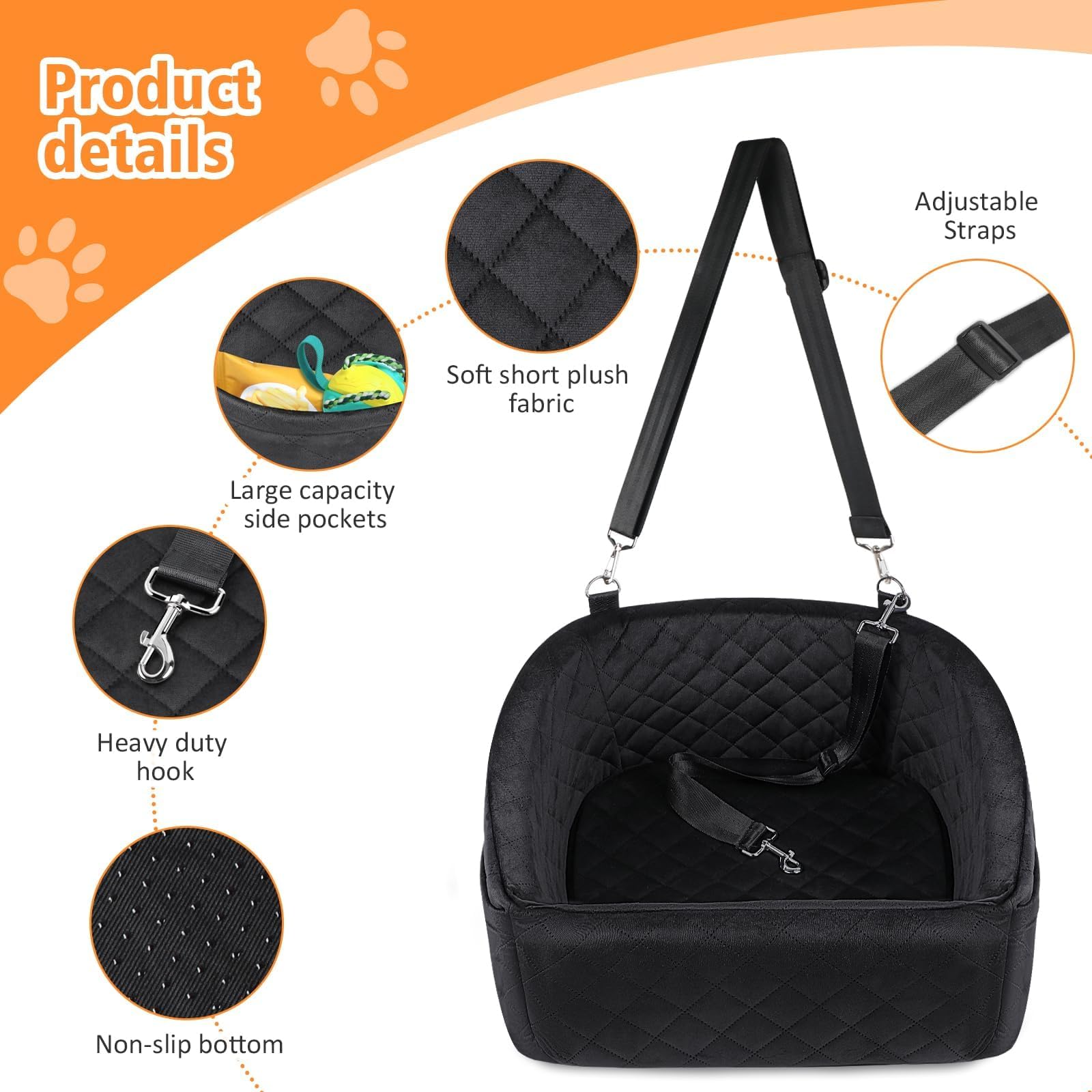 NEEZUKAR dog car seat washable cover view signals easy cleaning after trips.