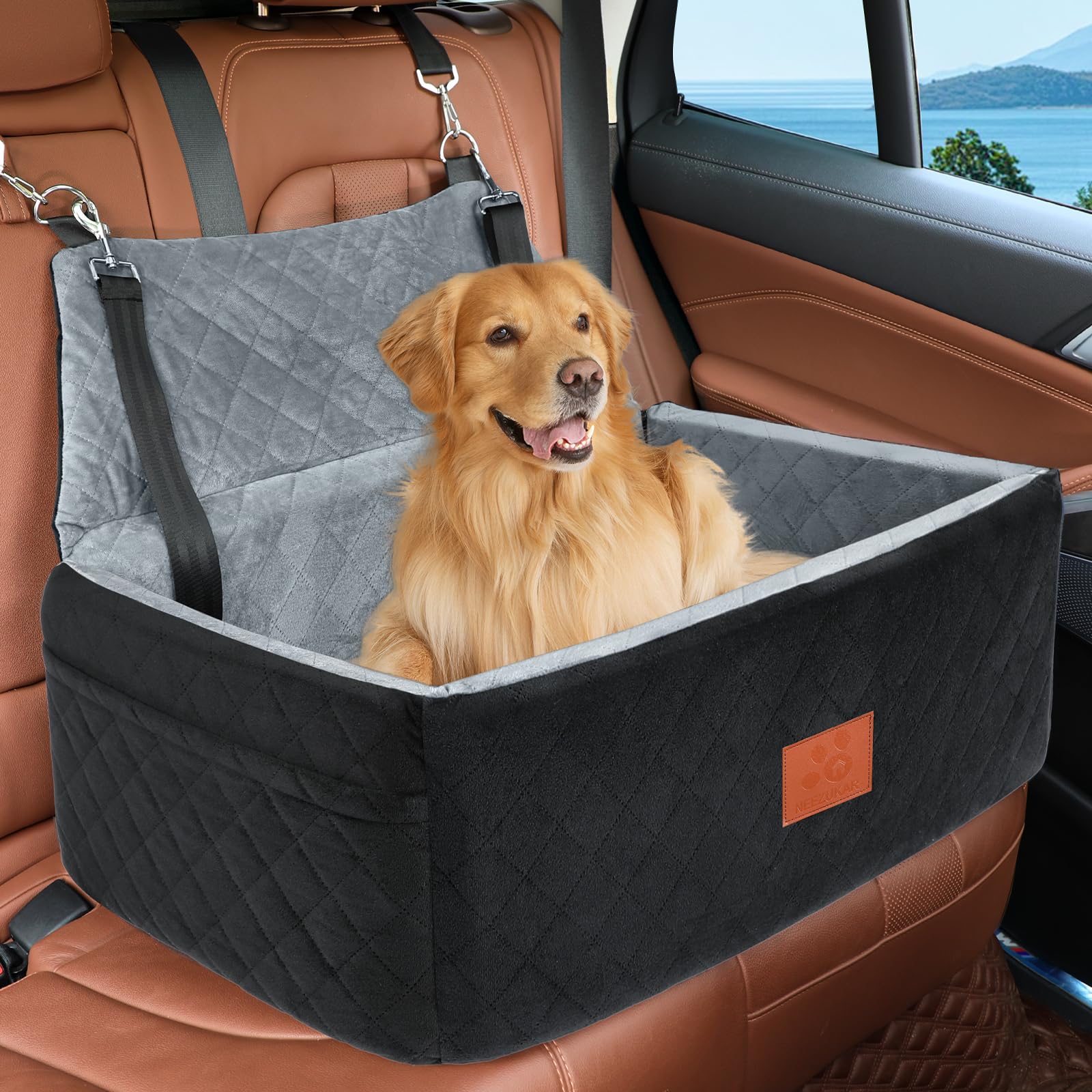NEEZUKAR large dog car seat backseat setup offers extra space for pets