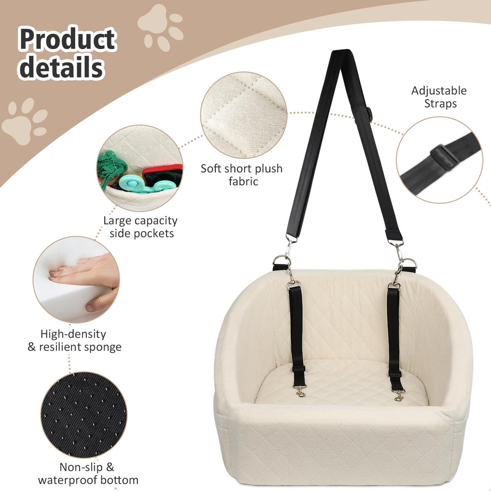 NEEZUKAR dog seat interior features soft plush fabric for comfortable rides.