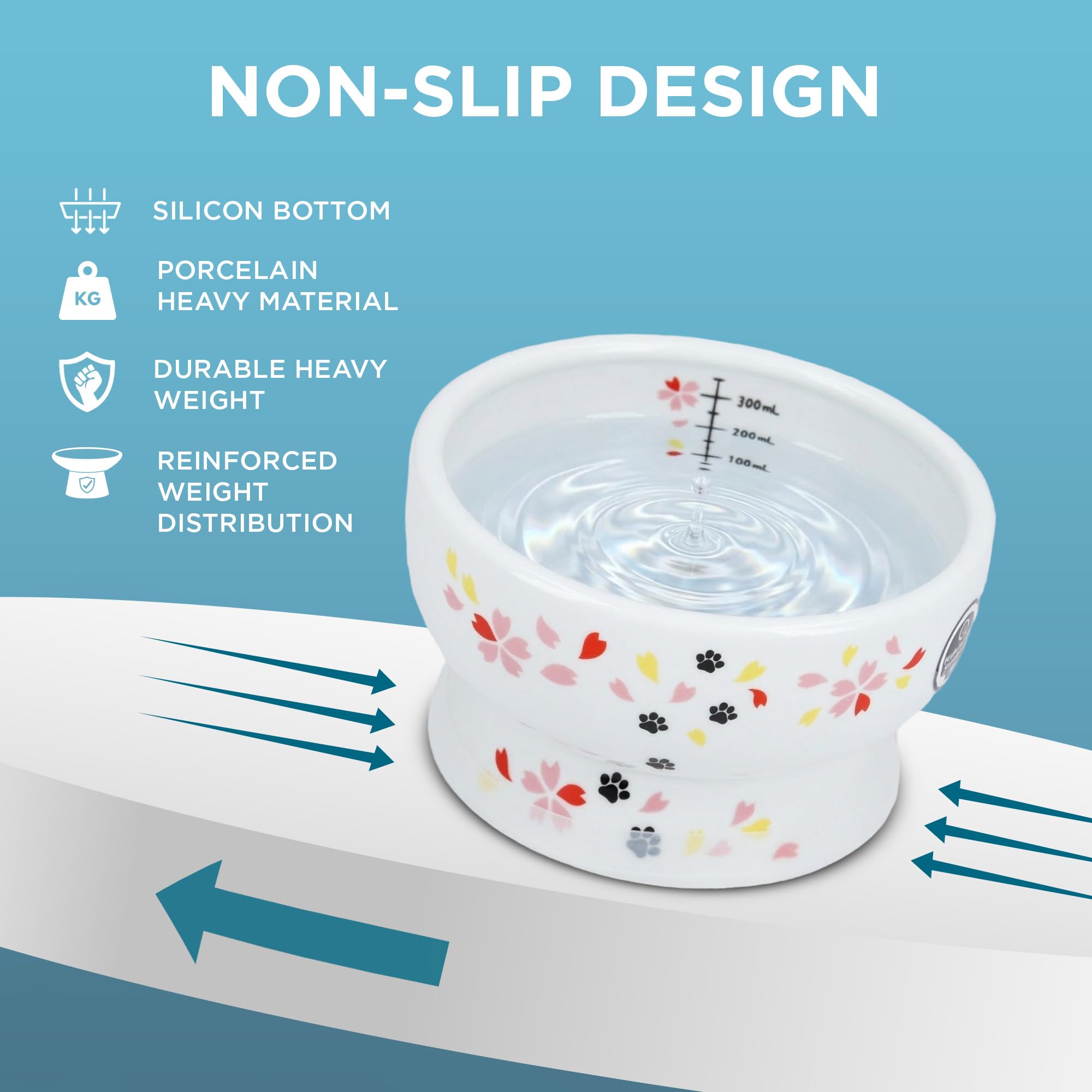 Nekoichi Sakura edition is curved for enhanced spill resistance during meals.