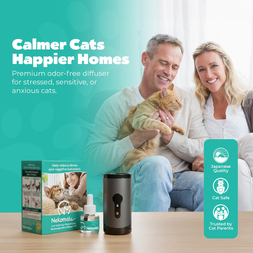 Nekomalu cordless diffuser in use for on-the-go cat calm.
