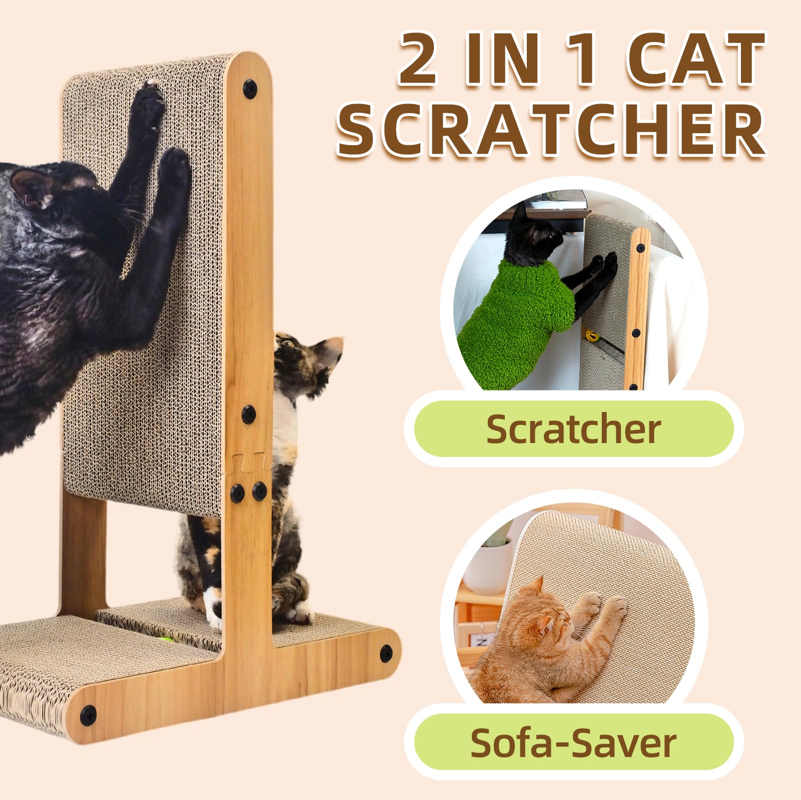 Nekosan T-shaped large scratcher shown vertically as a post for scratching