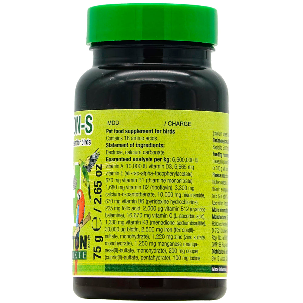 Nekton-S bottle with measuring spoon shown for easy daily dosing.