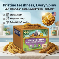 Nemeth Farms sun-dried millet shows a natural, wholesome bird snack.