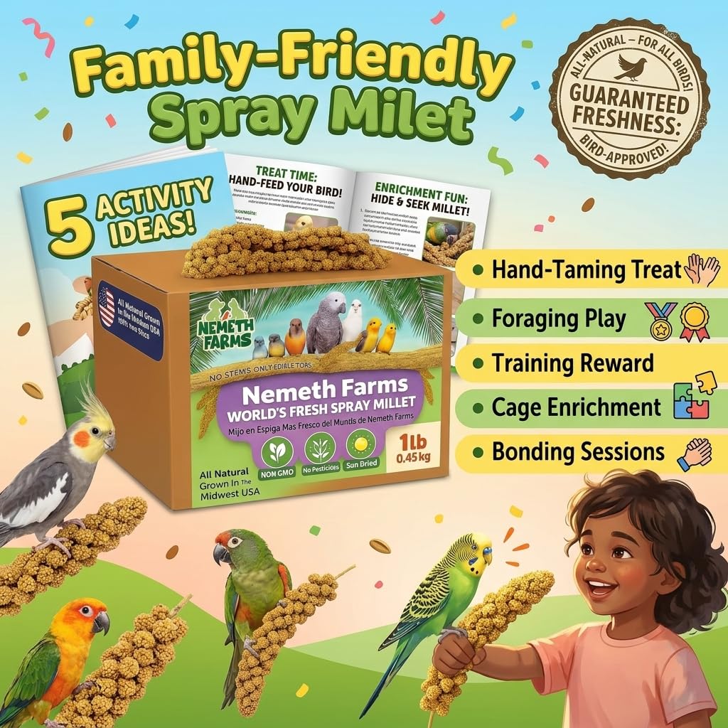 Nemeth Farms whole millet sprays provide seed-rich feeding for birds.