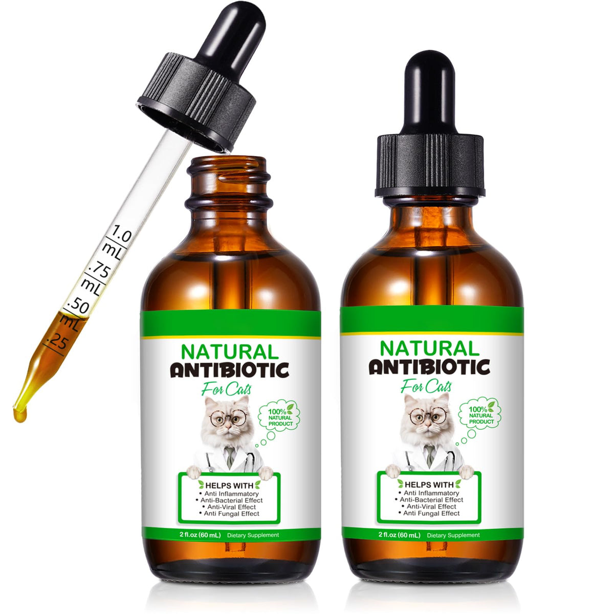 NenMaoKeNu 2Pack bottle and droppers for precise cat dosing
