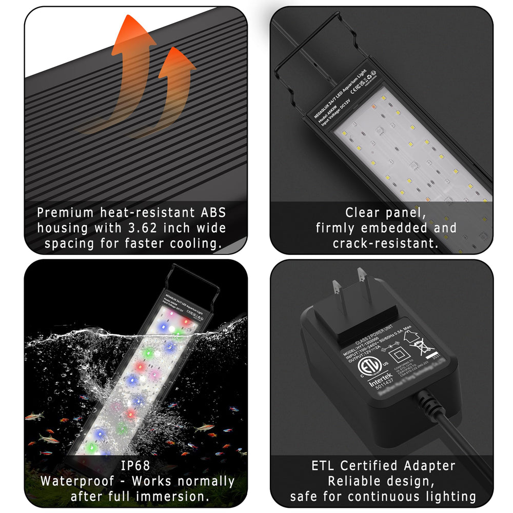 NEOAQLUX IP68 durable design for submersible freshwater use with safety features