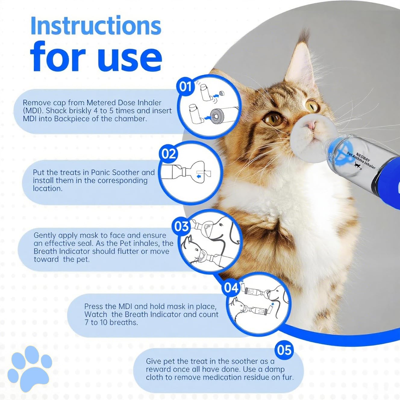 Neobay Cat Inhaler Spacer includes two masks for kittens and adults