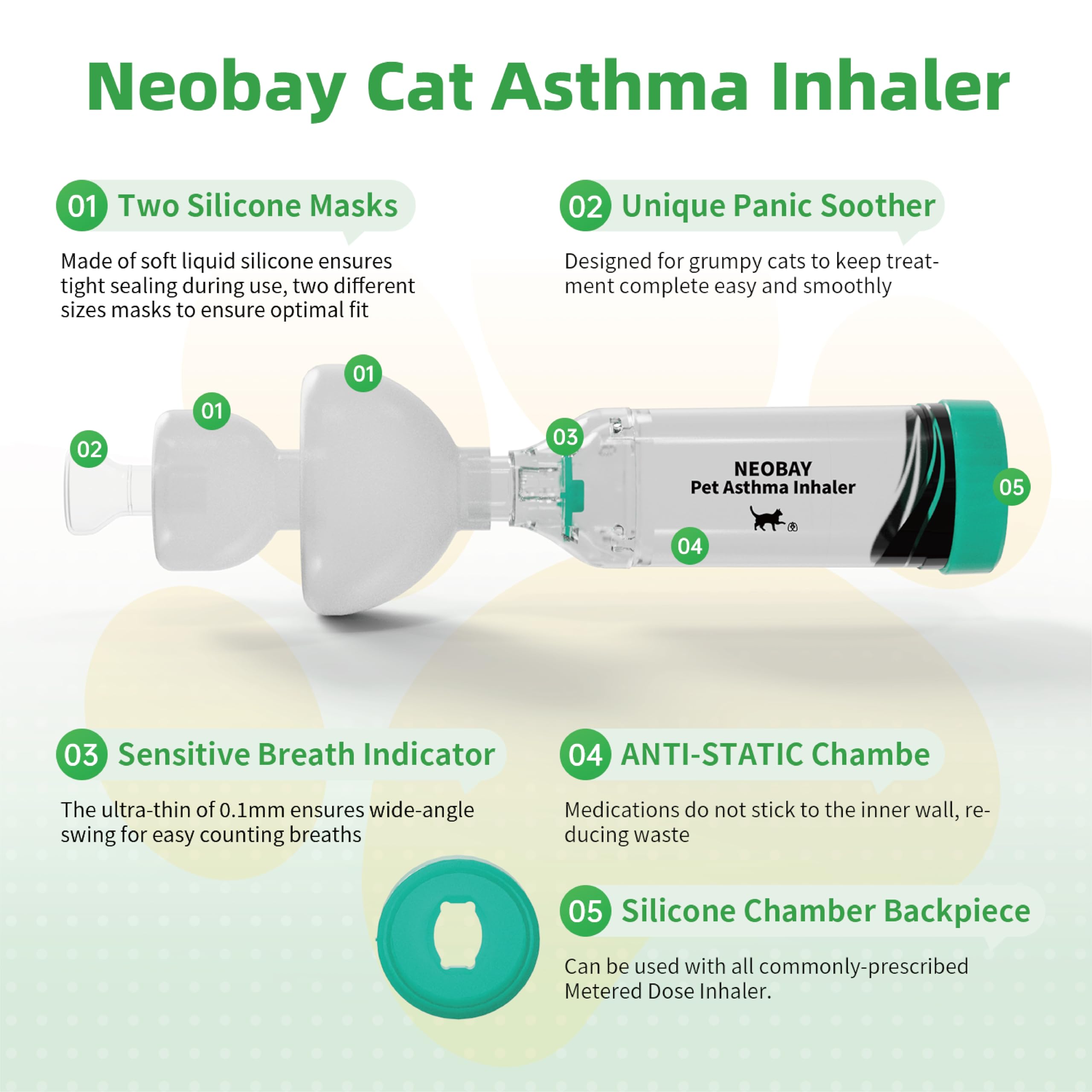 Neobay anti-static spacer reduces medication sticking to walls.