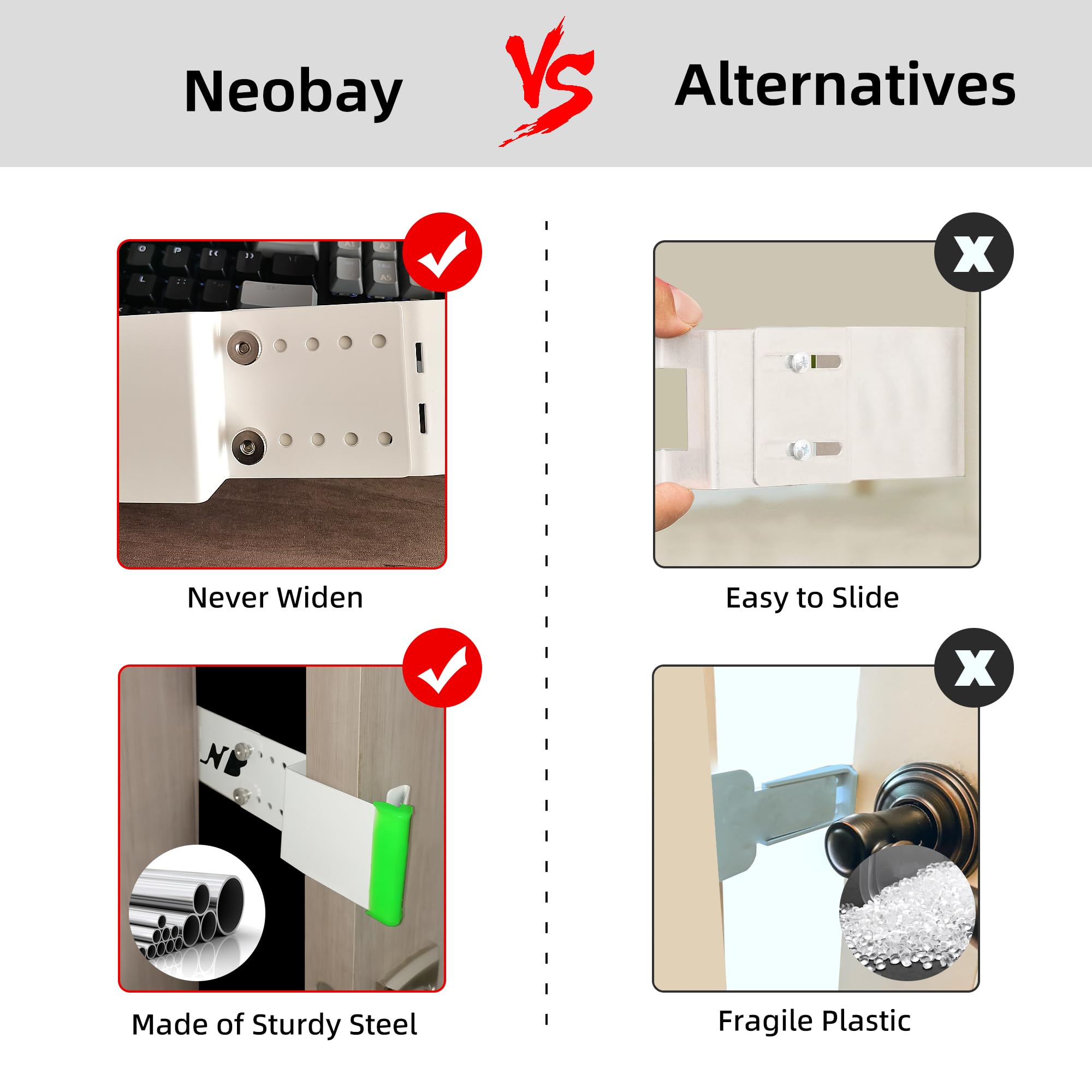 Removable silicone pad on Neobay latch allows easy cleaning and flexible use.