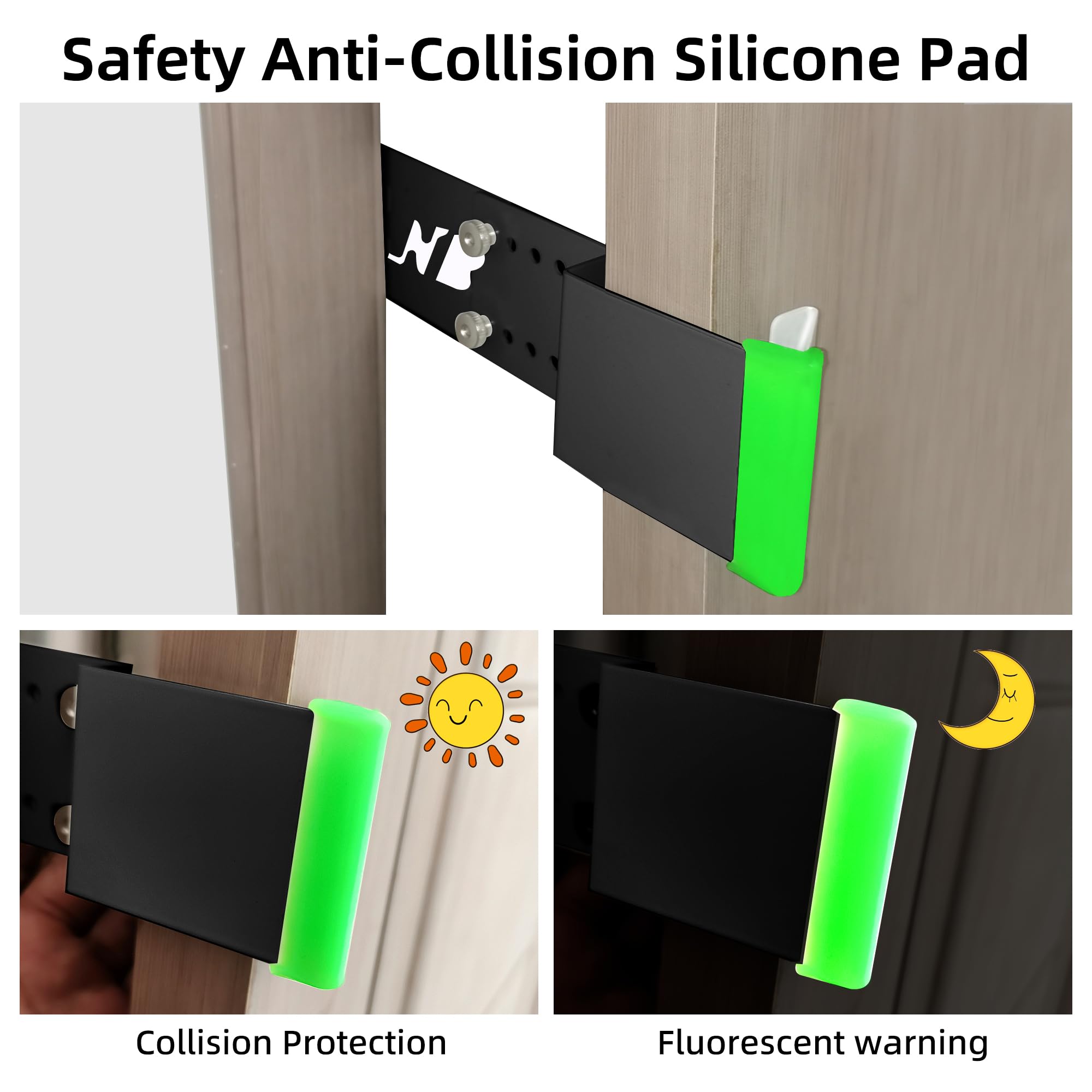 Neobay steel cat door latch night-friendly fluorescent pad for safety.
