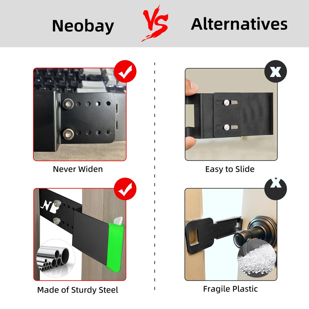 Neobay steel cat door latch no-cut installation for renters.